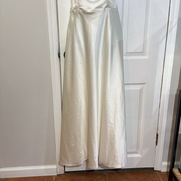 Jessica McClintock Gunne Sax Vintage Ivory Satin Elegant Strapless with Lace 5/6 - Picture 3 of 10